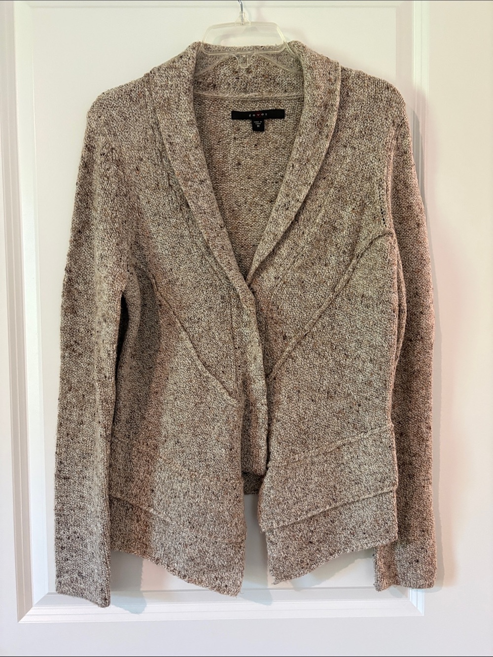 Fever Taupe Heather Open-Front Shawl Collar Cardigan